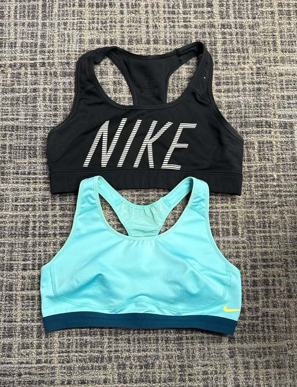Lot of 2 Nike Dri-FIT Racerback Sports Bras, Black & Teal, Size Small